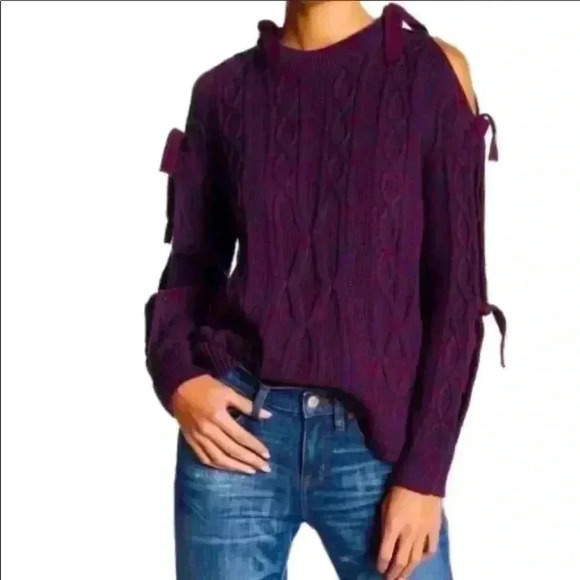 PROJECT NAADAM Cotton Blend Chunky Knit Tie Sleeves Pullover Sweater Top - Picture 1 of 11